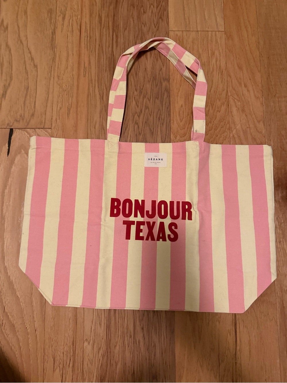 Sezane Bonjour Texas Canvas Tote - Pink